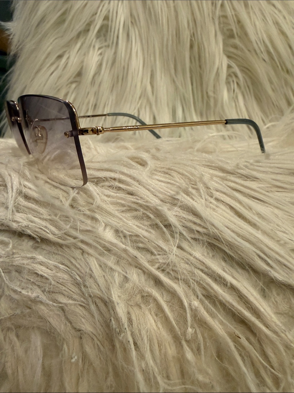 Vintage Gucci Gold Frame Gray Gradient Lens Men's Sunglasses